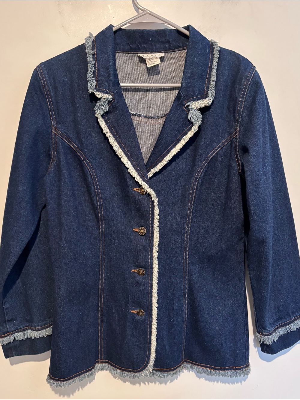 Marie Gabrielle Vintage Denim Frayed Jacket